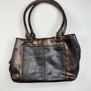 Tignanello Brown and Black Leather Shoulder Bag